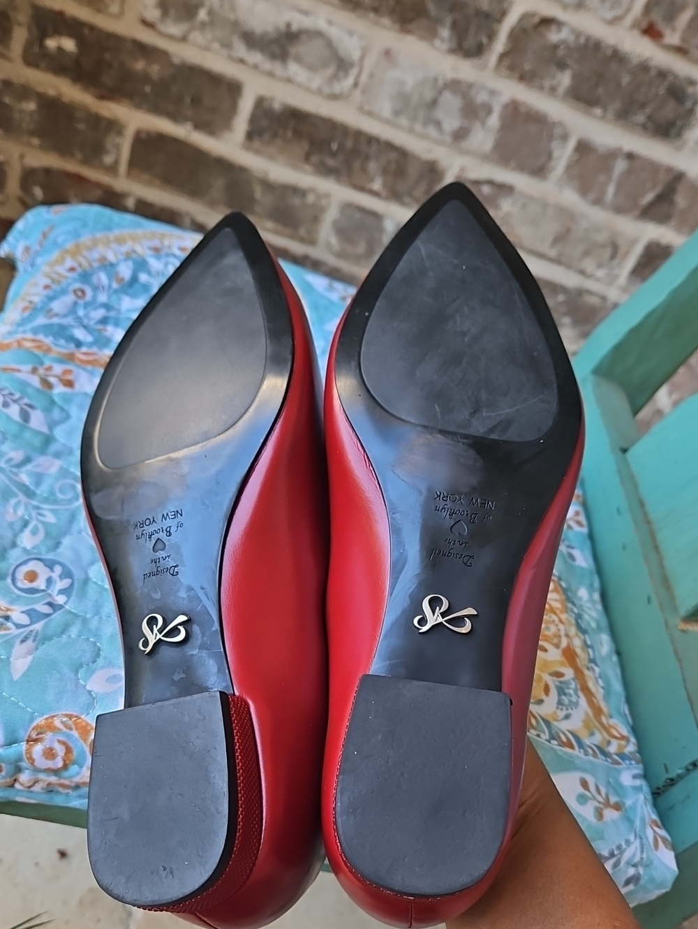 Antonia Saint NY Cushioned Red Leather Pointed-Toe Women’s Size 8 Flats - Picture 5 of 7